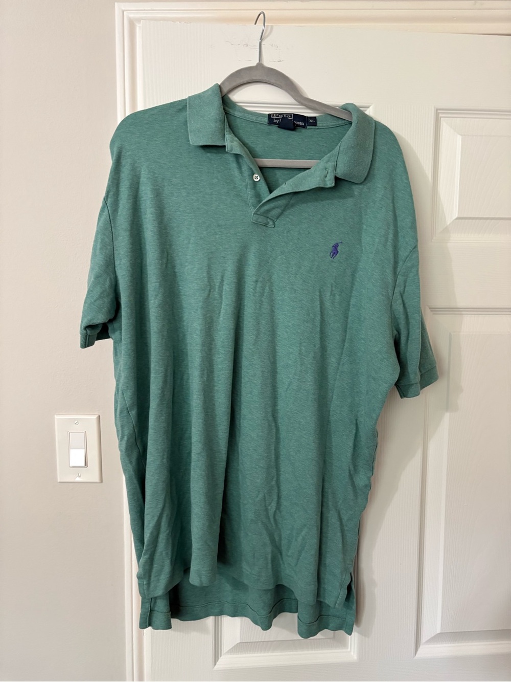 Polo Ralph Lauren Green Heather Polo Shirt Purple Pony 100% Cotton Men’s XL